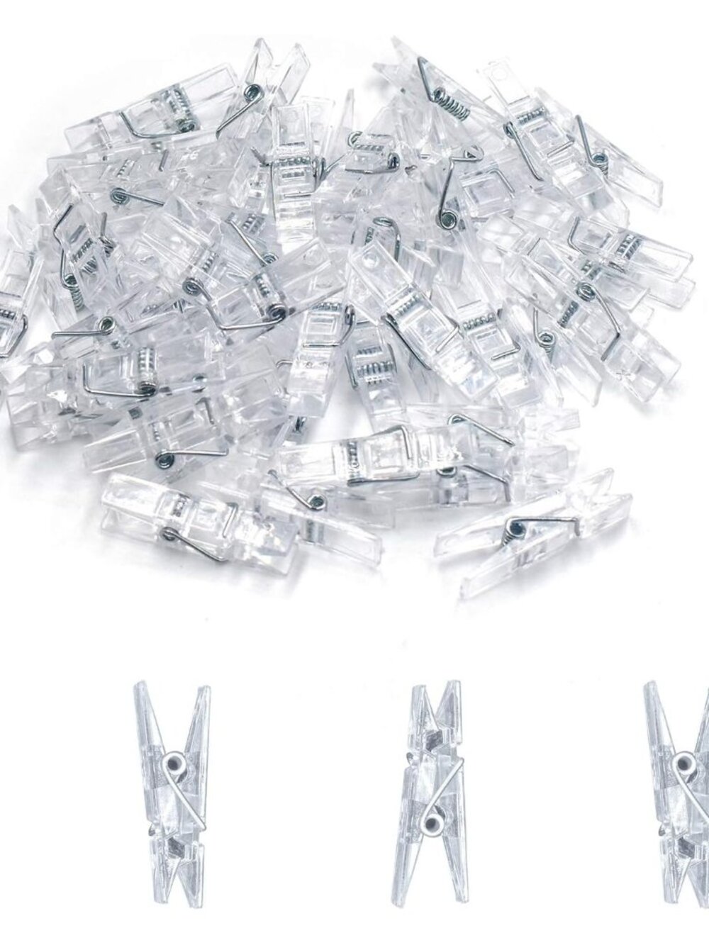 128 Pcs Mini Transparent Plastic Clear Clips,Photo Clips, Clothespins Clip